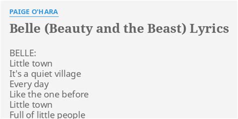 Belle Lyrics from Beauty and the Beast .